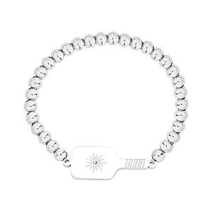 Pickleball Paddle Bead Bracelet Silver