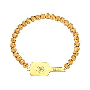 Pickleball Paddle Bead Bracelet Gold