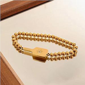 Pickleball Paddle Bead Bracelet Gold