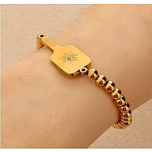 Pickleball Paddle Bead Bracelet Gold