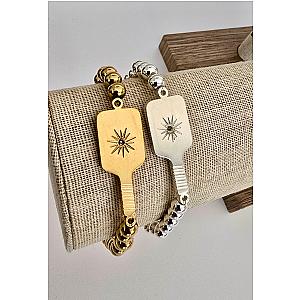 Pickleball Paddle Bead Bracelet Gold