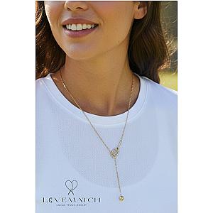 LoveMatch Tennis Lariat Bling Racquet and Ball Necklace Gold
