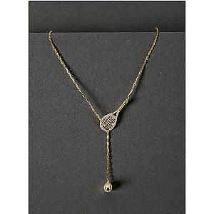 LoveMatch Tennis Lariat Bling Racquet and Ball Necklace Gold