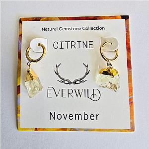 Raw Natural Gemstone Nugget Birthstone Earrings - November Citrine