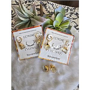 Raw Natural Gemstone Nugget Birthstone Earrings - November Citrine