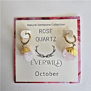 Raw Natural Gemstone Nugget Birthstone Earrings - October Rose Quartz