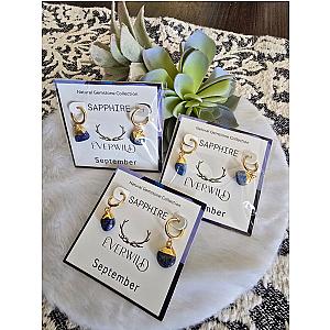 Raw Natural Gemstone Nugget Birthstone Earrings - September Sapphire