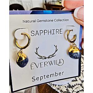 Raw Natural Gemstone Nugget Birthstone Earrings - September Sapphire
