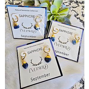 Raw Natural Gemstone Nugget Birthstone Earrings - September Sapphire