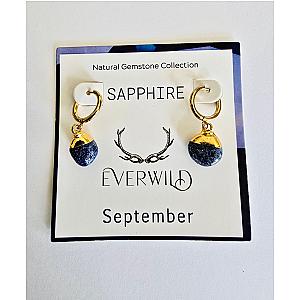 Raw Natural Gemstone Nugget Birthstone Earrings - September Sapphire