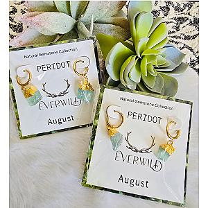 Raw Natural Gemstone Nugget Birthstone Earrings - August Peridot