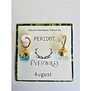 Raw Natural Gemstone Nugget Birthstone Earrings - August Peridot