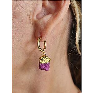 Raw Natural Gemstone Nugget Birthstone Earrings - July Ruby