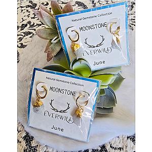Raw Natural Gemstone Nugget Birthstone Earrings - June Moonstone