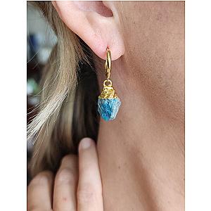 Raw Natural Gemstone Nugget Birthstone Earrings - May Emerald