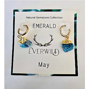 Raw Natural Gemstone Nugget Birthstone Earrings - May Emerald