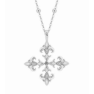 Saints and Saviors Fleur De Lis Deni Cross Necklace Silver