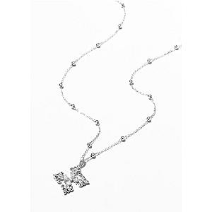 Saints and Saviors Fleur De Lis Deni Cross Necklace Silver