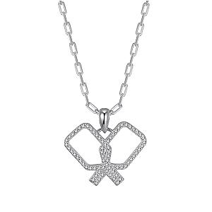 Pickleball Playtime PLUS Paddle Necklace Silver