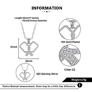 Pickleball Playtime PLUS Paddle Necklace Silver