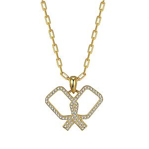 Pickleball Playtime PLUS Paddle Necklace Gold