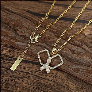 Pickleball Playtime PLUS Paddle Necklace Gold