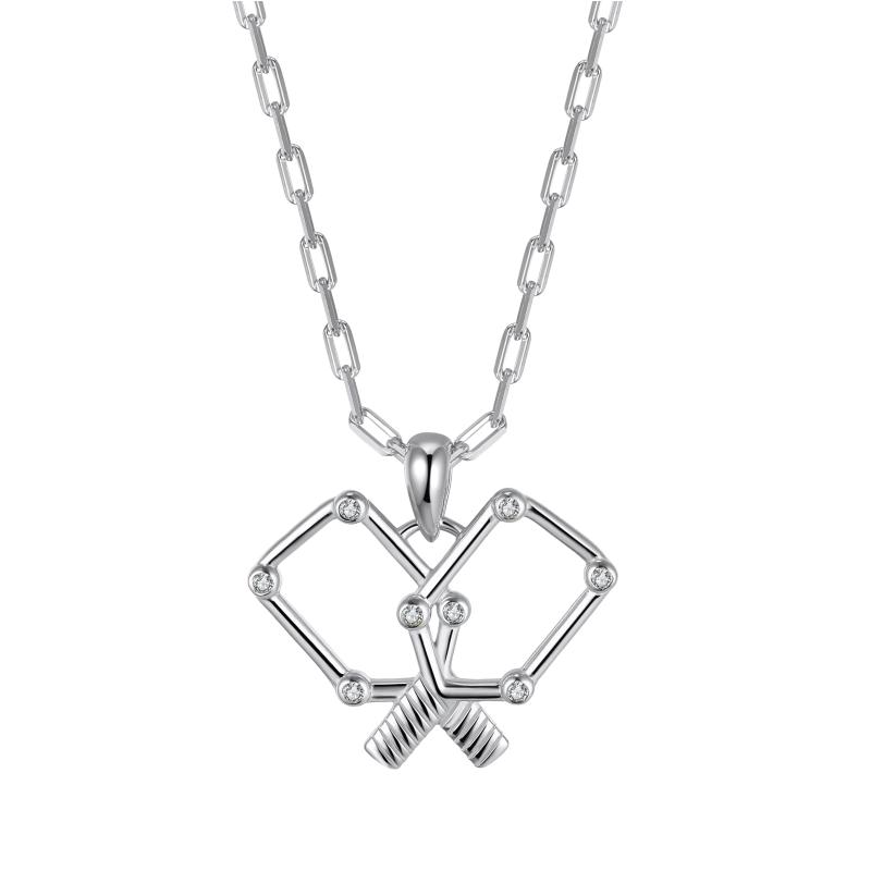 Pickleball Playtime Paddle Necklace Silver