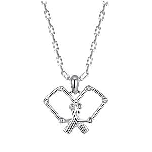 Pickleball Playtime Paddle Necklace Silver