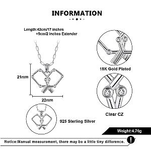Pickleball Playtime Paddle Necklace Silver