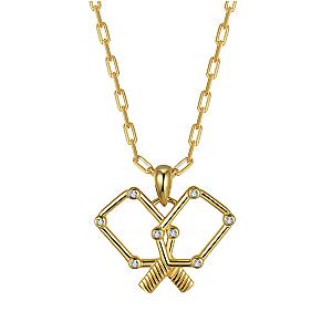 Pickleball Playtime Paddle Necklace Gold