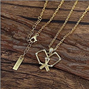 Pickleball Playtime Paddle Necklace Gold