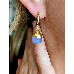 Raw Natural Gemstone Nugget Birthstone Earrings - February