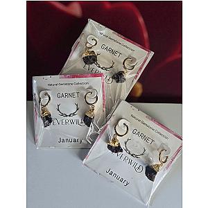Raw Natural Gemstone Nugget Birthstone Earrings - January