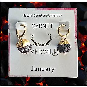 Raw Natural Gemstone Nugget Birthstone Earrings - January