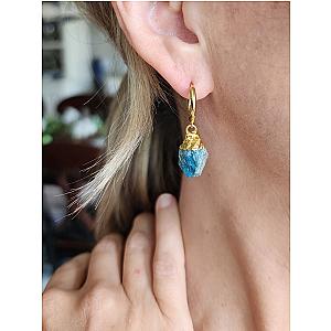 Raw Natural Gemstone Nugget Birthstone Earrings - January