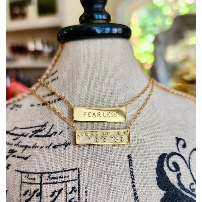 Touchstone Fine FEARLESS Mini-Bar Necklace Gold & Diamonds
