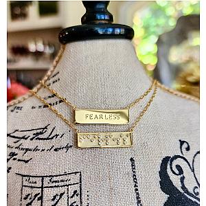 Touchstone Fine FEARLESS Mini-Bar Necklace Gold & Diamonds