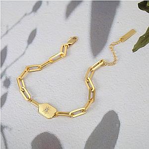 Pickleball Played On Paddle Charm Link Bracelet Gold