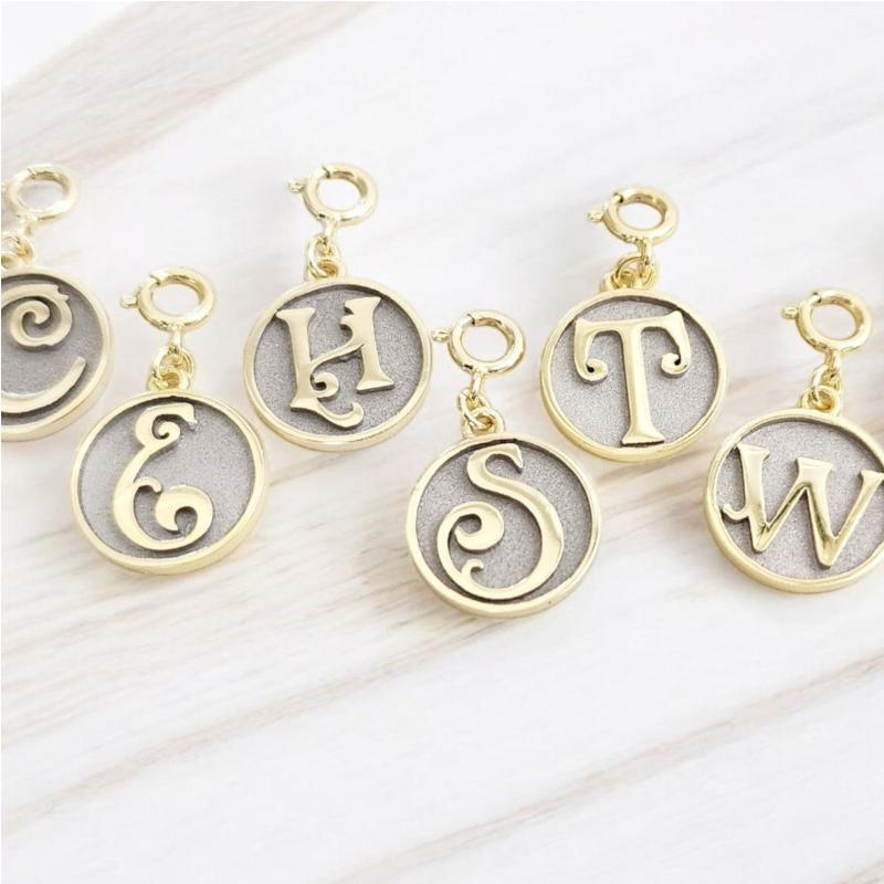 Dainty Fancy Initial Clip-on Pendant Charm A-Z
