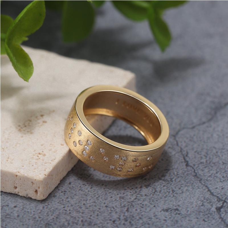 Touchstone I Love You Band Ring Brushed Gold
