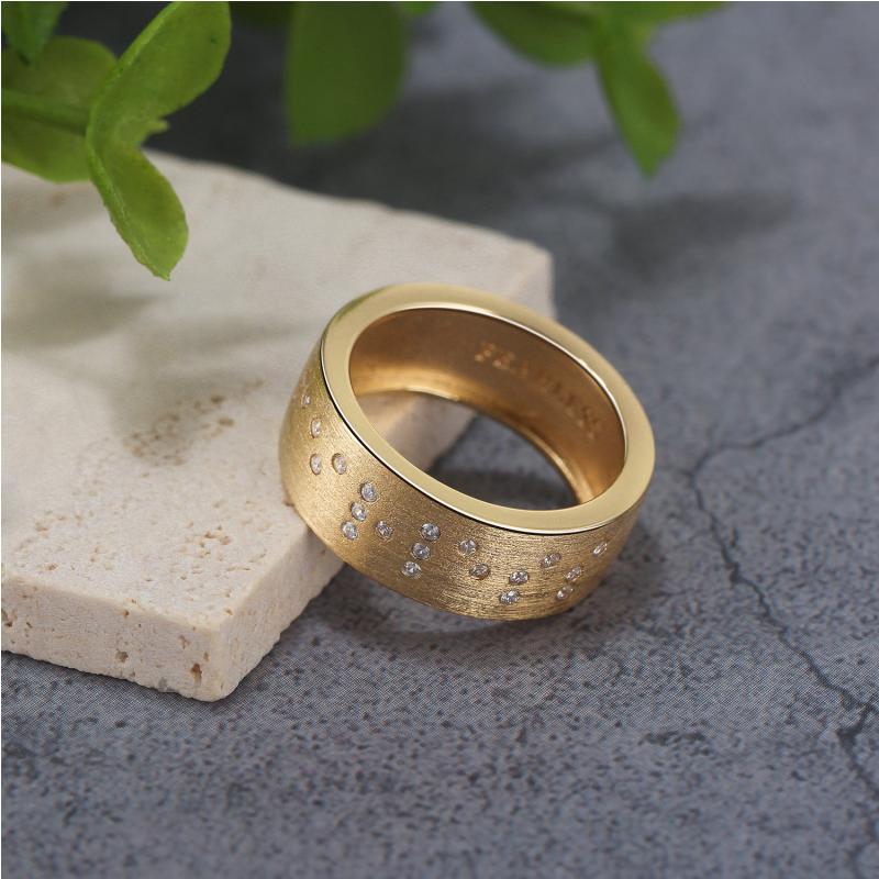 Touchstone Fearless Band Ring Brushed Gold