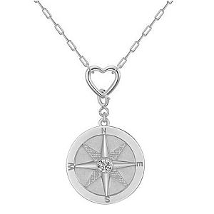 Saints and Saviors We Wander Compass Necklace Silver