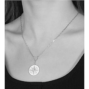 Saints and Saviors We Wander Compass Necklace Silver