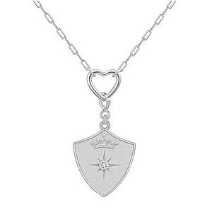 Saints and Saviors Shield Crown Pendant Heart Necklace Silver