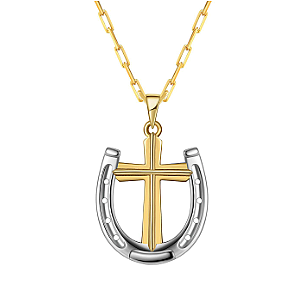 Saints Rider's Prayer Mini G/S Necklace Gold Clip Chain