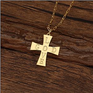 Touchstone* Cross God/Love Necklace Gold