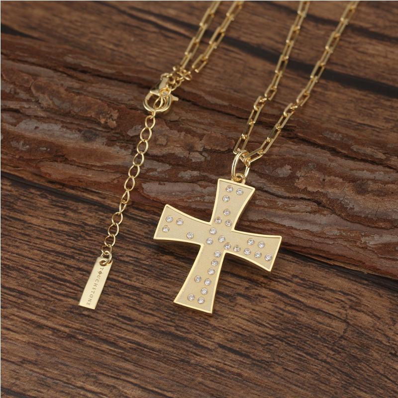 Touchstone* Cross Faith/Family Necklace Gold