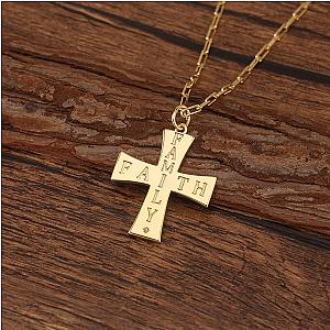 Touchstone* Cross Faith/Family Necklace Gold