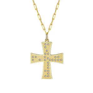 Touchstone* Cross Faith/Family Necklace Gold