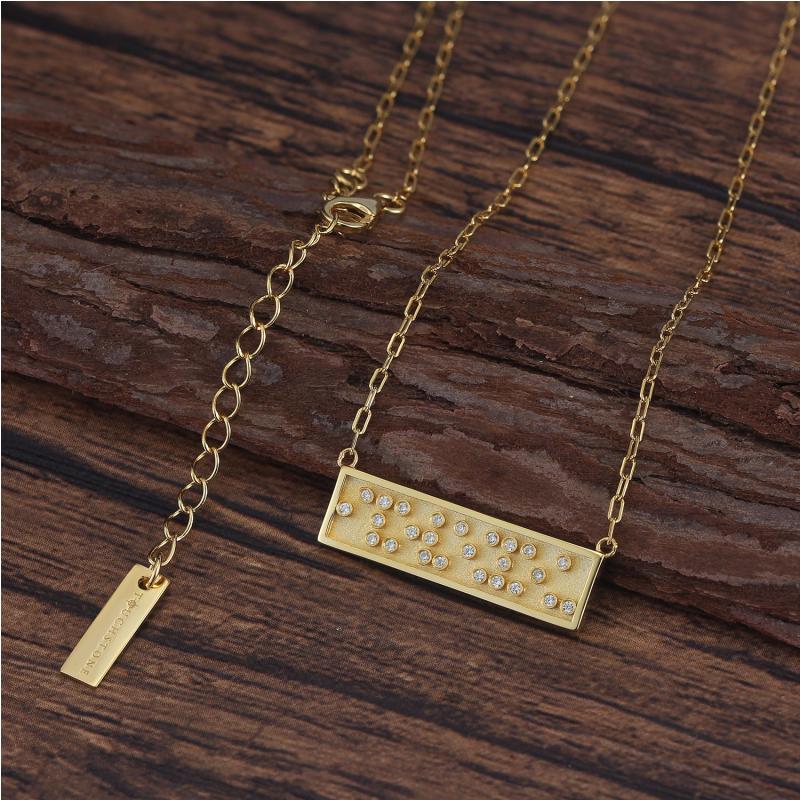 Touchstone I Love You Mini-Bar Necklace Gold